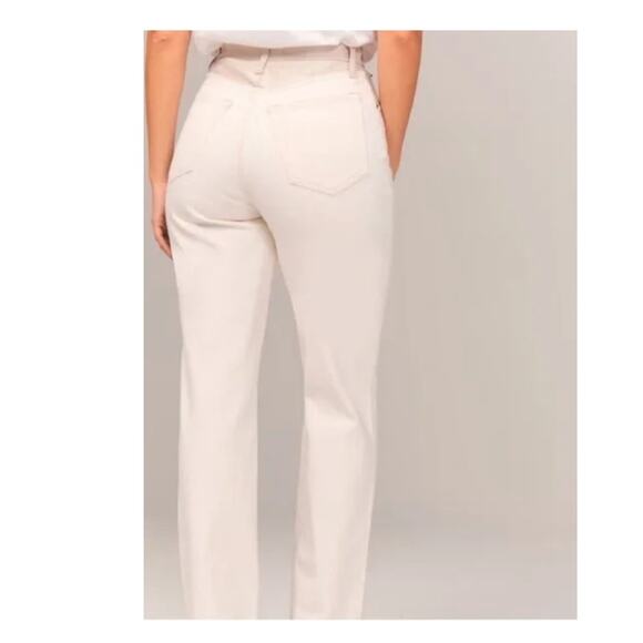 Abercrombie A & F The 90's Straight Ultra High Rise Cream Jeans Curve Love 28/6 - Picture 9 of 11